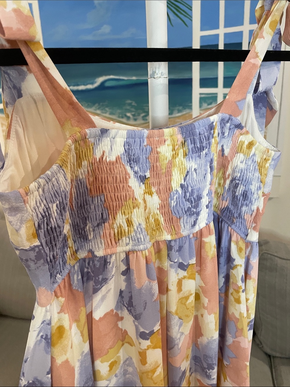 Hem & Thread Pastel Floral Tie-Shoulder Tiered Maxi Dress - Picture 7 of 8